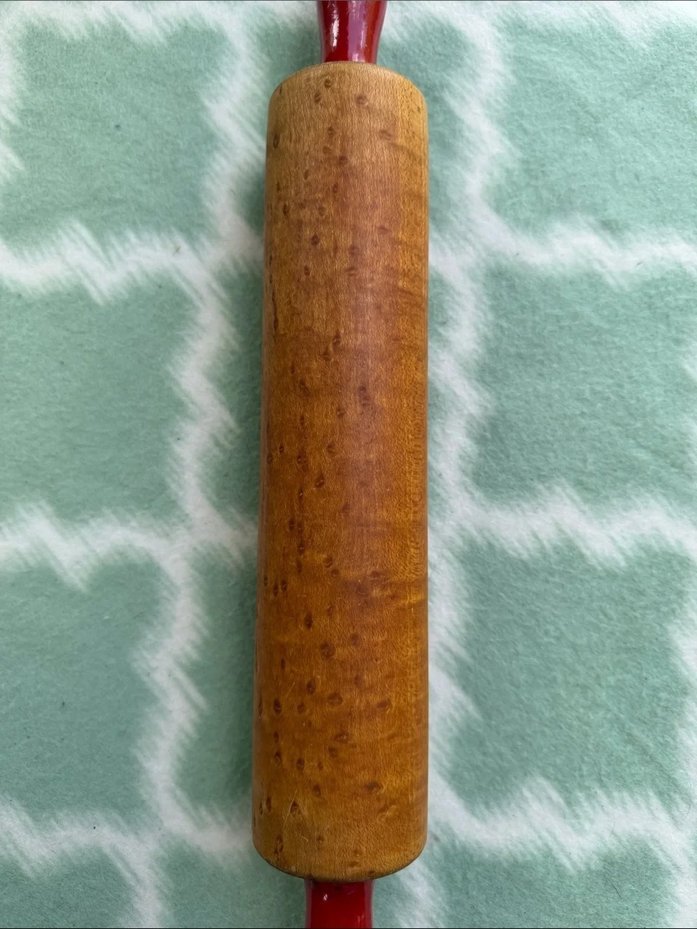 Vintage Munising Red Handle Hard Maple Wooden Rolling Pin - Excellent Condition - Picture 8 of 10